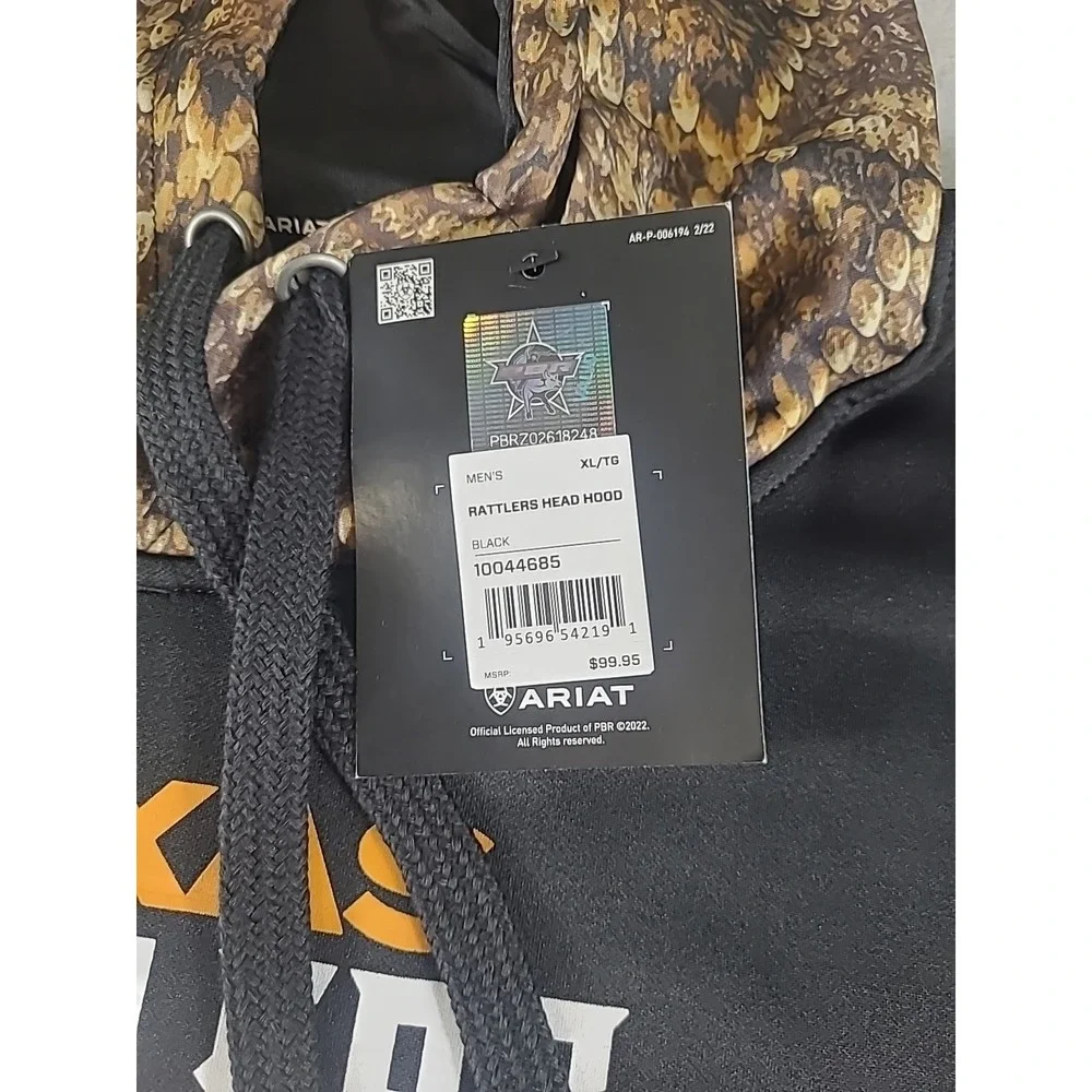 ARIAT Texas Rattlers Hoodie Sweatshirt Mens XL/TG PBR Team Snakeskin Bull Riding